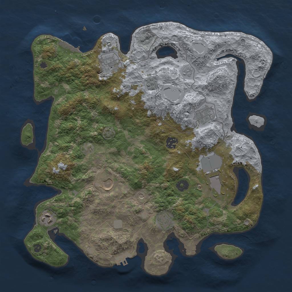 Rust Map: Procedural Map, Size: 3650, Seed: 21793174, 16 Monuments