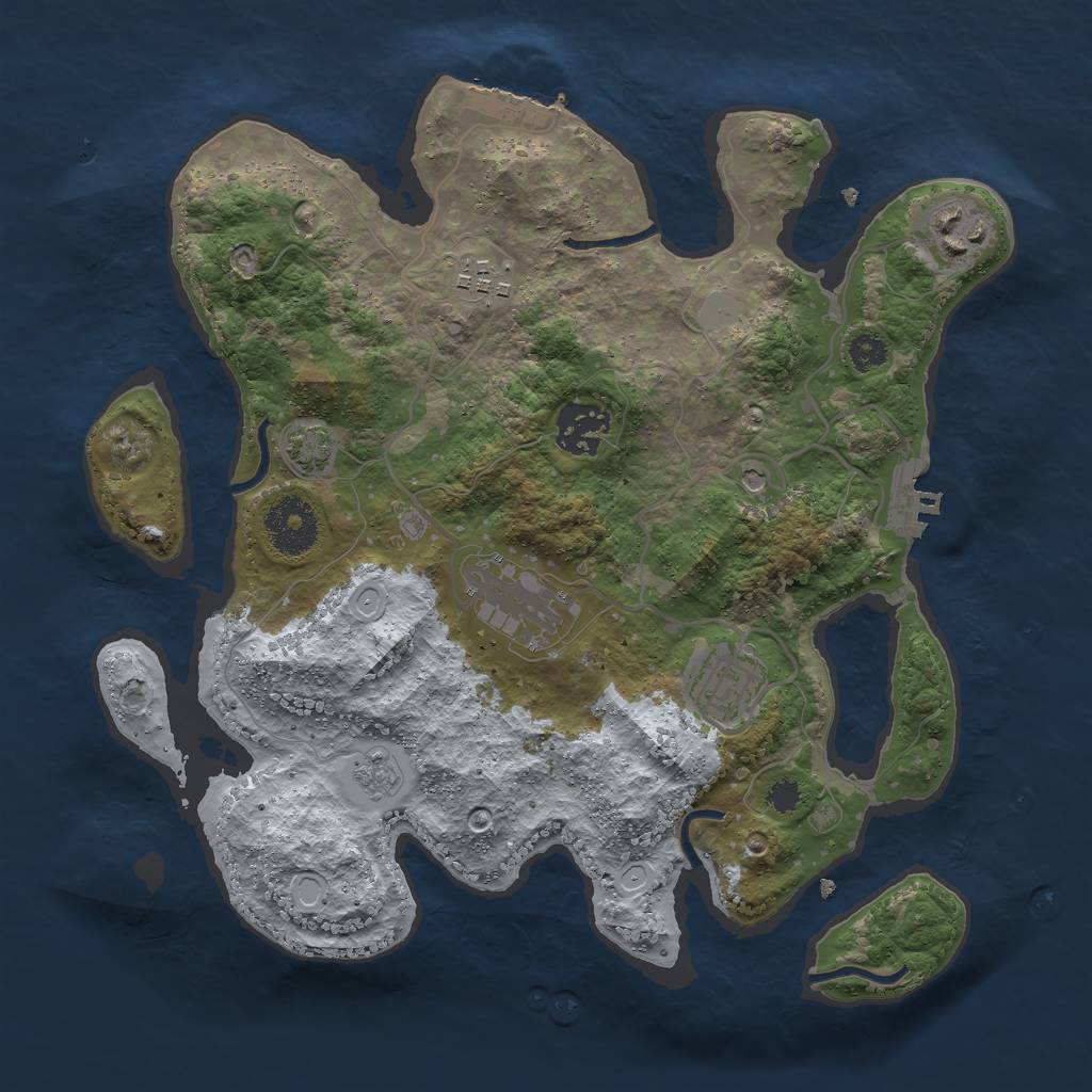 Rust Map: Procedural Map, Size: 3000, Seed: 5244, 13 Monuments