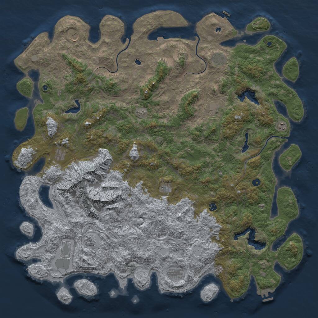 Rust Map: Procedural Map, Size: 6000, Seed: 51501997, 17 Monuments