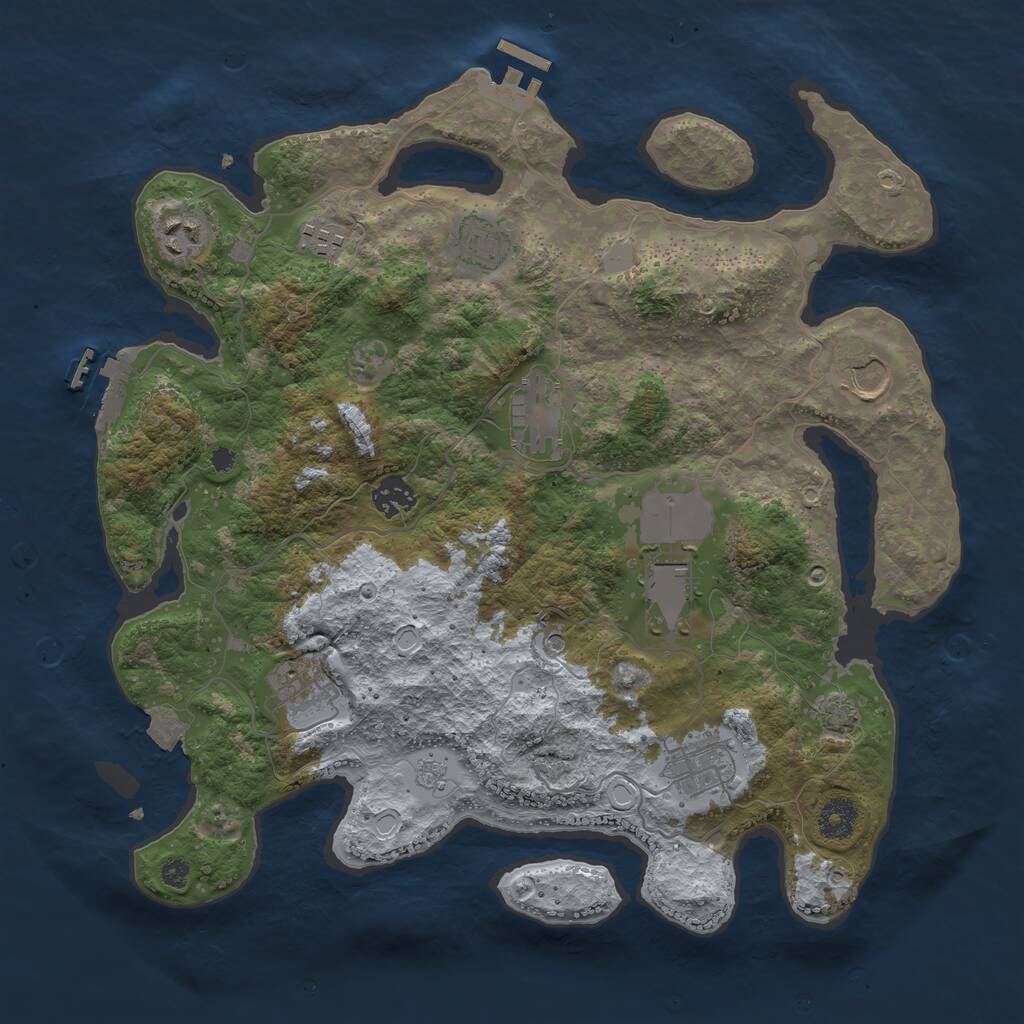 Rust Map: Procedural Map, Size: 3700, Seed: 76058561, 15 Monuments