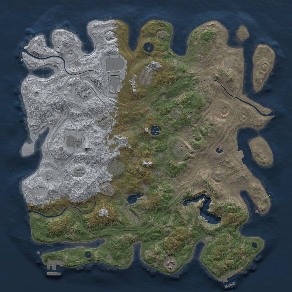Rust Map: Procedural Map, Size: 4300, Seed: 46359644, 16 Monuments