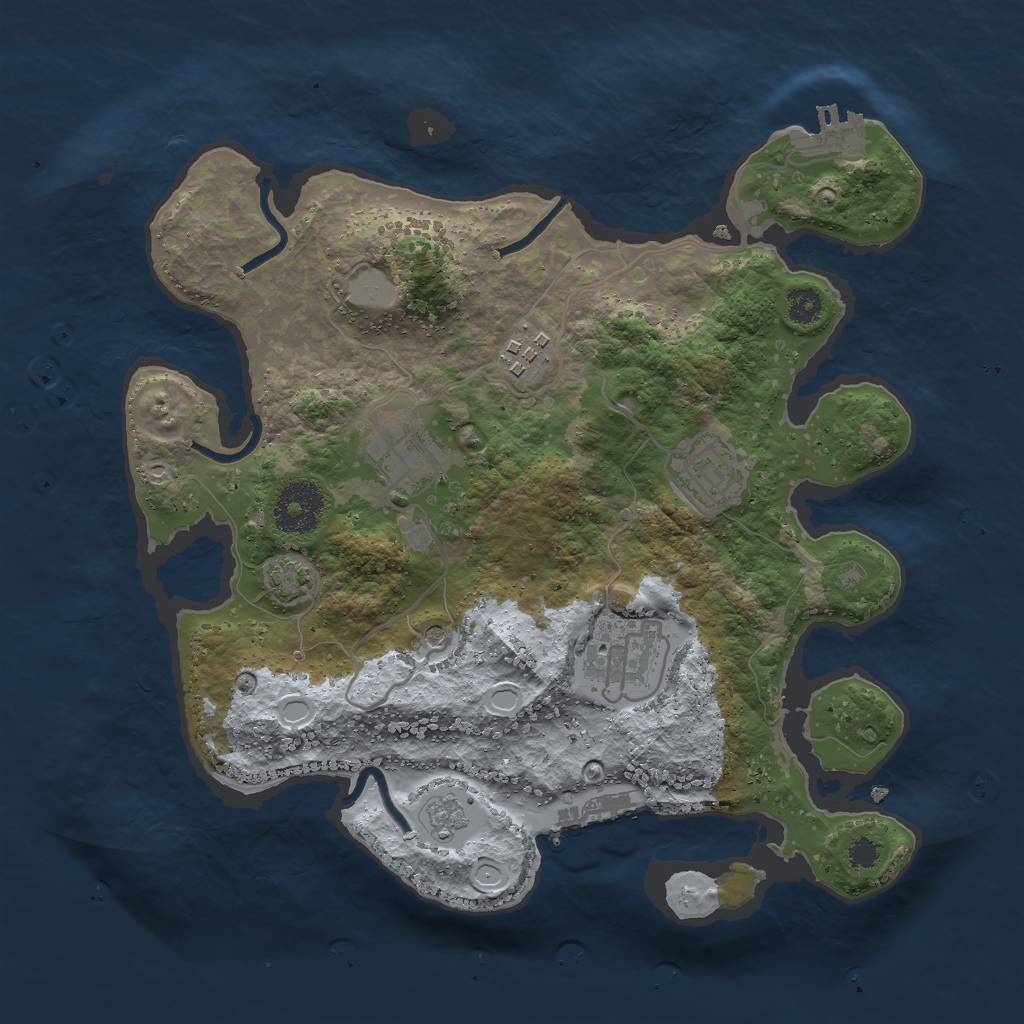 Rust Map: Procedural Map, Size: 3000, Seed: 24203, 12 Monuments