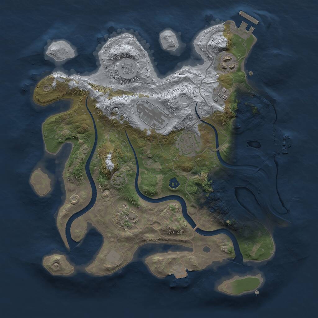 Rust Map: Procedural Map, Size: 3000, Seed: 3030, 10 Monuments