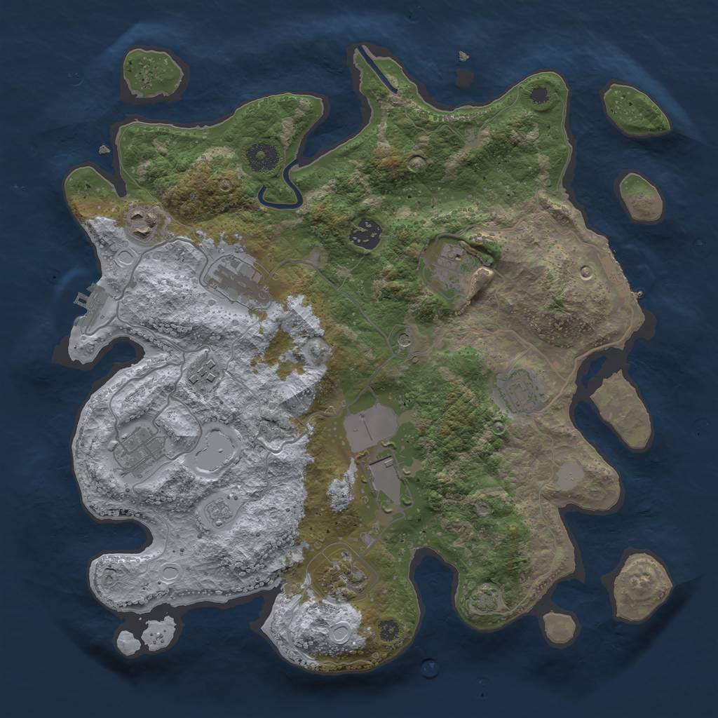 Rust Map: Procedural Map, Size: 3500, Seed: 1867471113, 17 Monuments