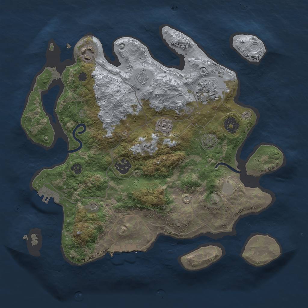 Rust Map: Procedural Map, Size: 3000, Seed: 42791, 12 Monuments