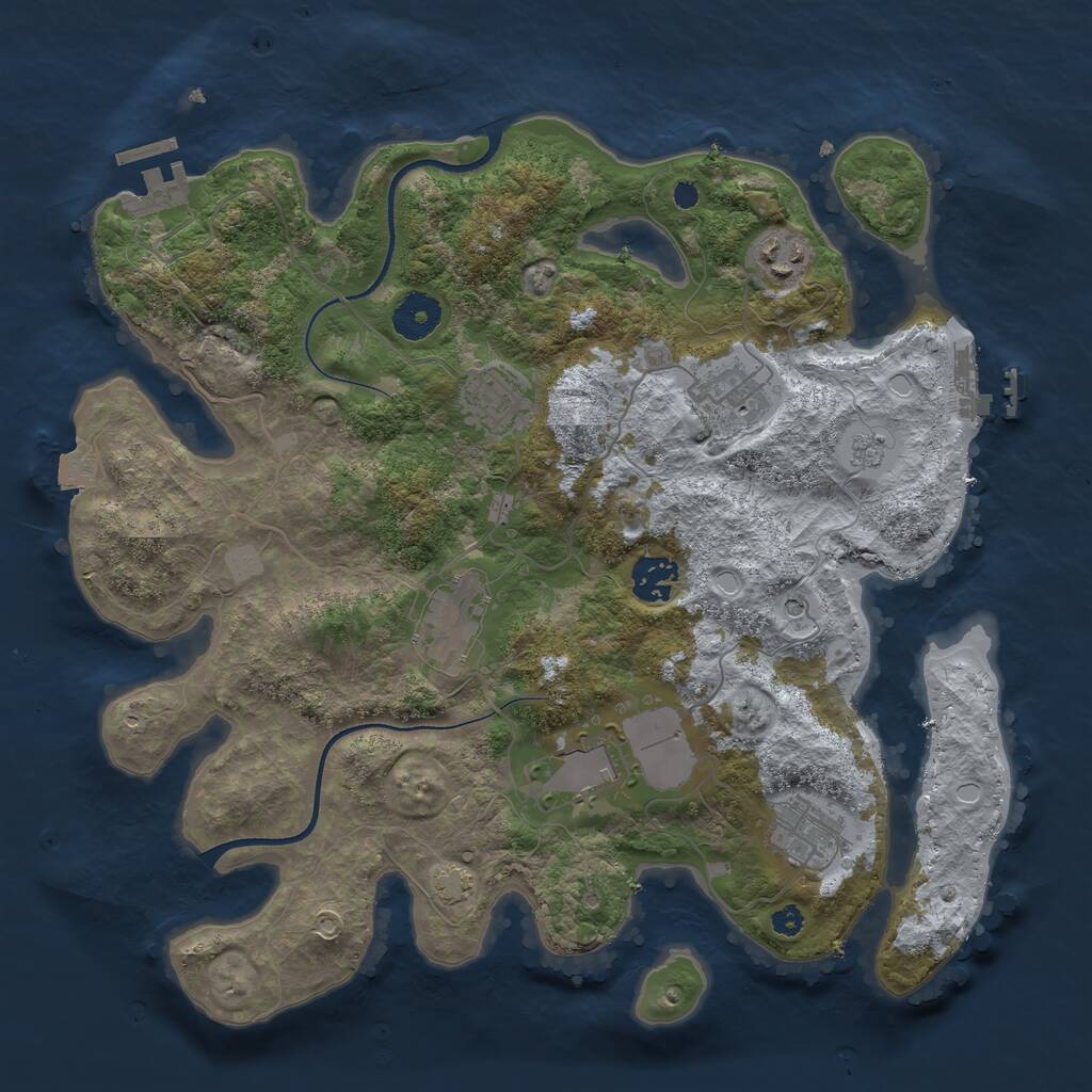 Rust Map: Procedural Map, Size: 3500, Seed: 886253018, 13 Monuments