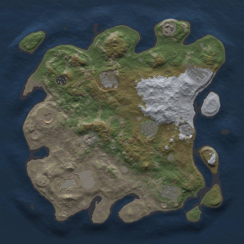 Rust Map: Barren, Size: 3500, Seed: 1389108377, 13 Monuments