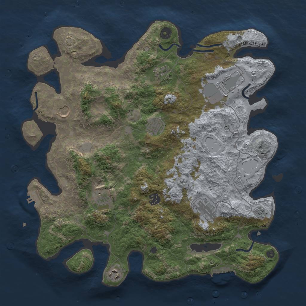 Rust Map: Procedural Map, Size: 3850, Seed: 26953703, 17 Monuments