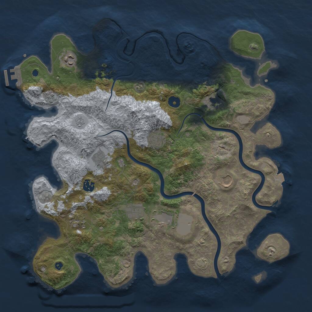 Rust Map: Procedural Map, Size: 3950, Seed: 44028289, 15 Monuments