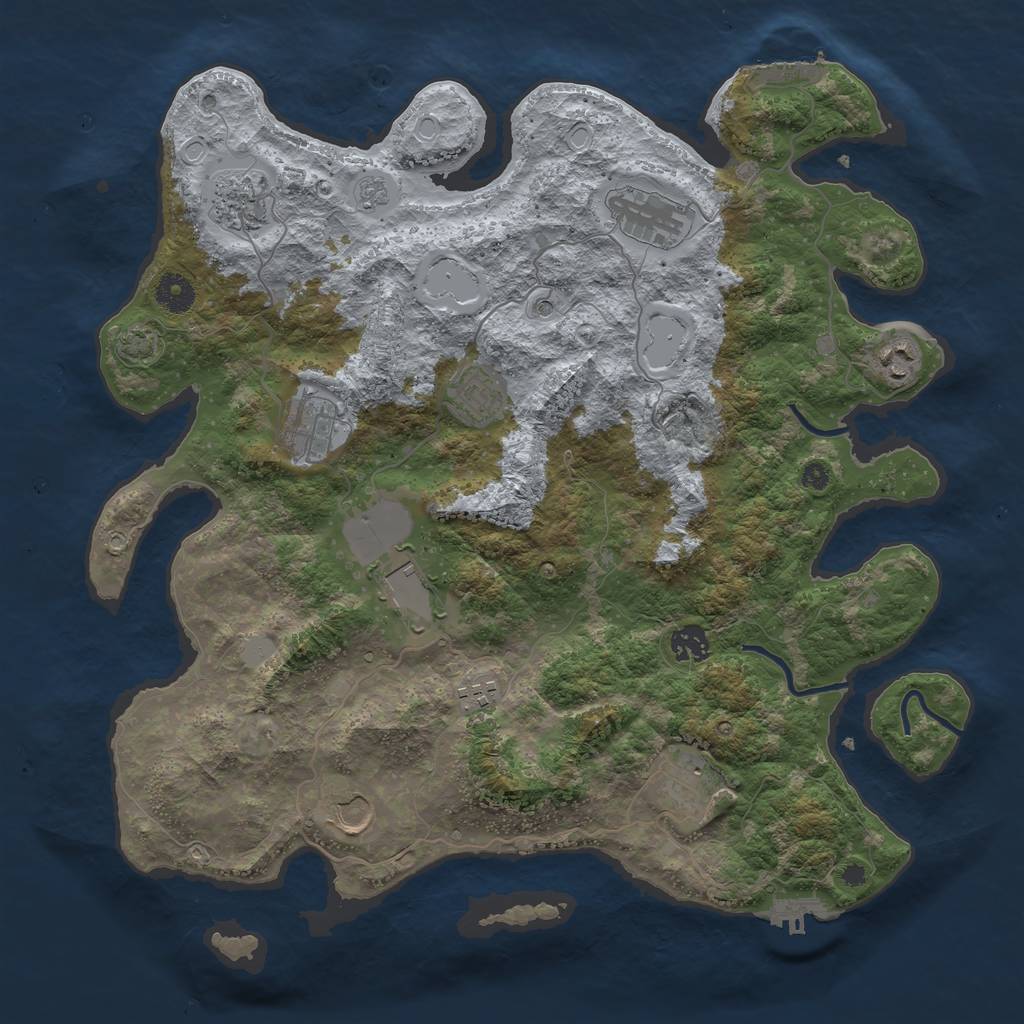 Rust Map: Procedural Map, Size: 3950, Seed: 92408714, 18 Monuments
