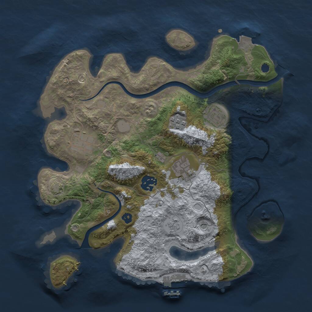 Rust Map: Procedural Map, Size: 3000, Seed: 32636, 10 Monuments