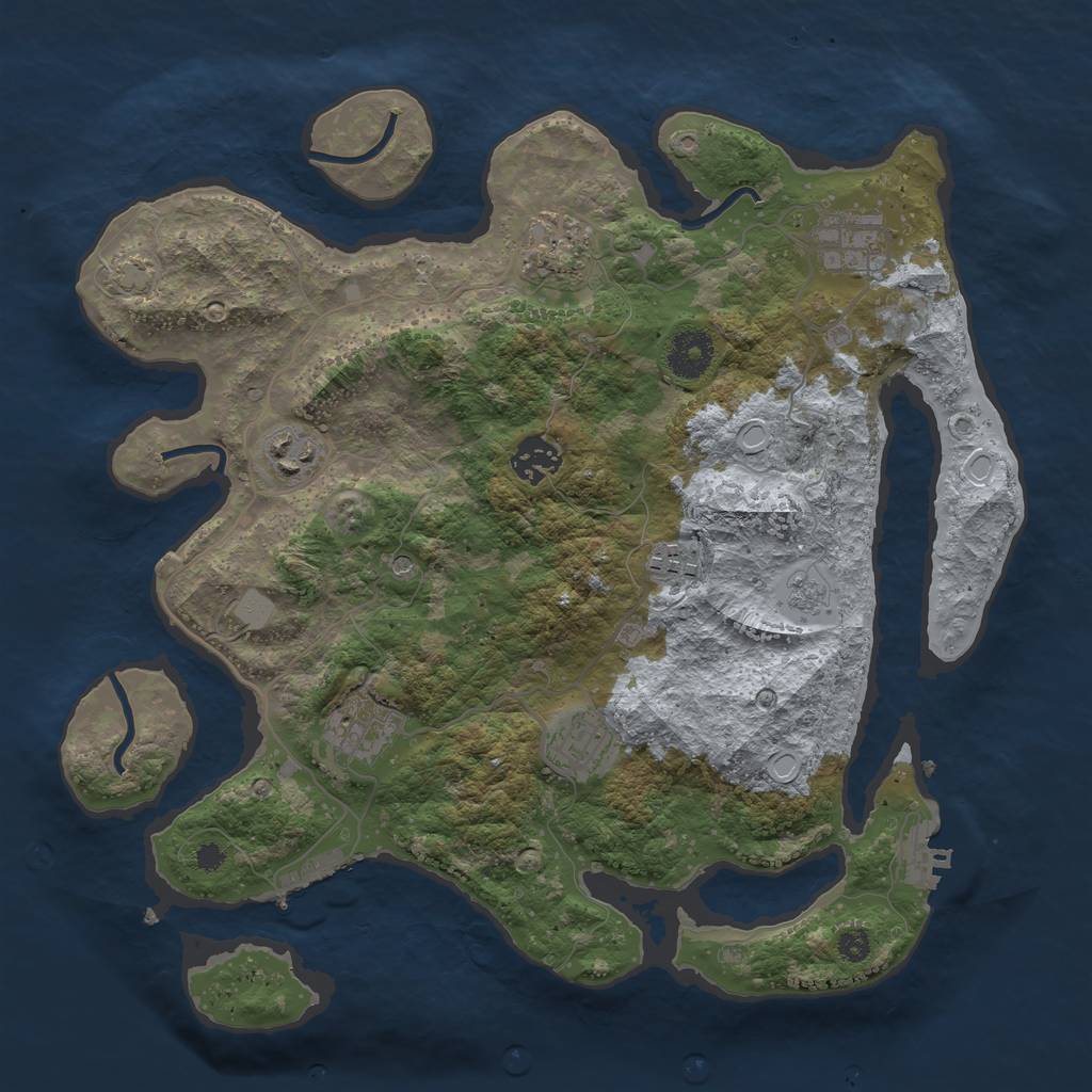 Rust Map: Procedural Map, Size: 3450, Seed: 6769080, 15 Monuments