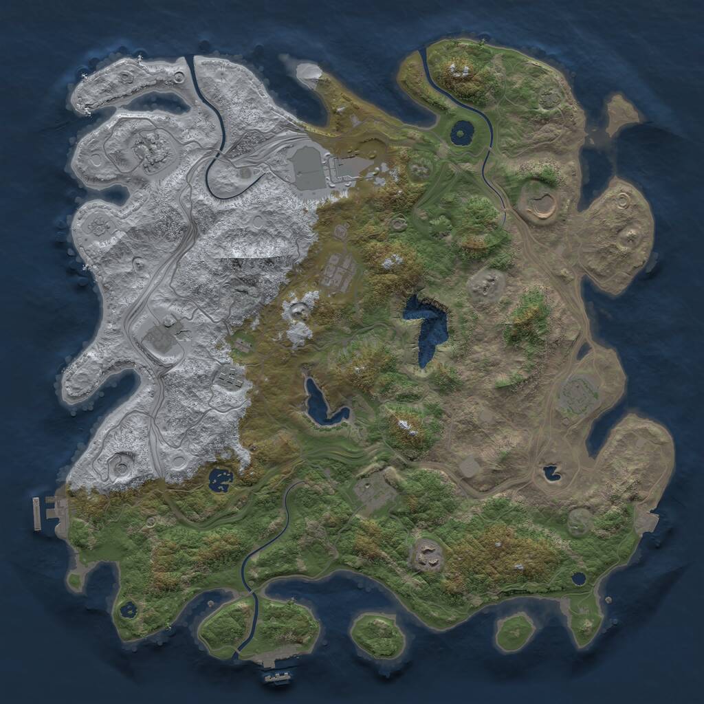 Rust Map: Procedural Map, Size: 4300, Seed: 92796069, 16 Monuments