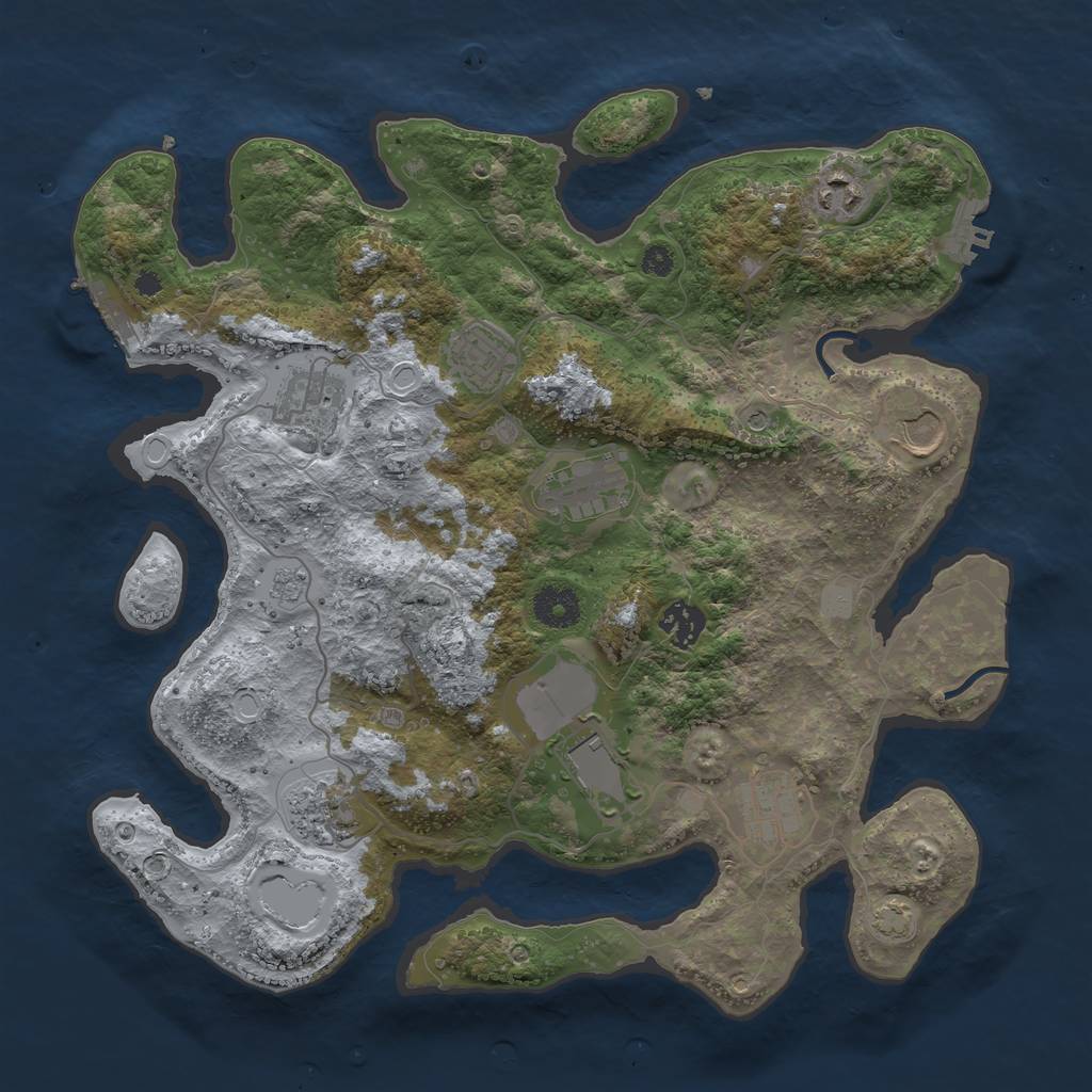 Rust Map: Procedural Map, Size: 3600, Seed: 1396796866, 17 Monuments