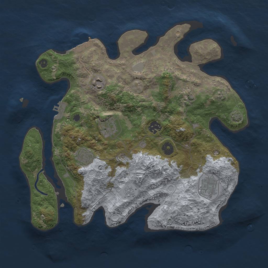 Rust Map: Procedural Map, Size: 3300, Seed: 686453998, 14 Monuments