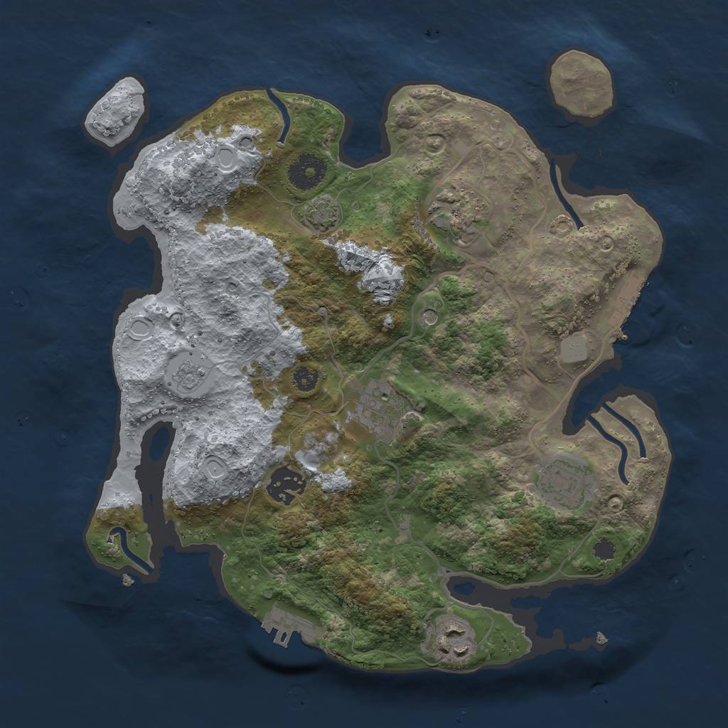 Rust Map: Procedural Map, Size: 3000, Seed: 16038, 13 Monuments