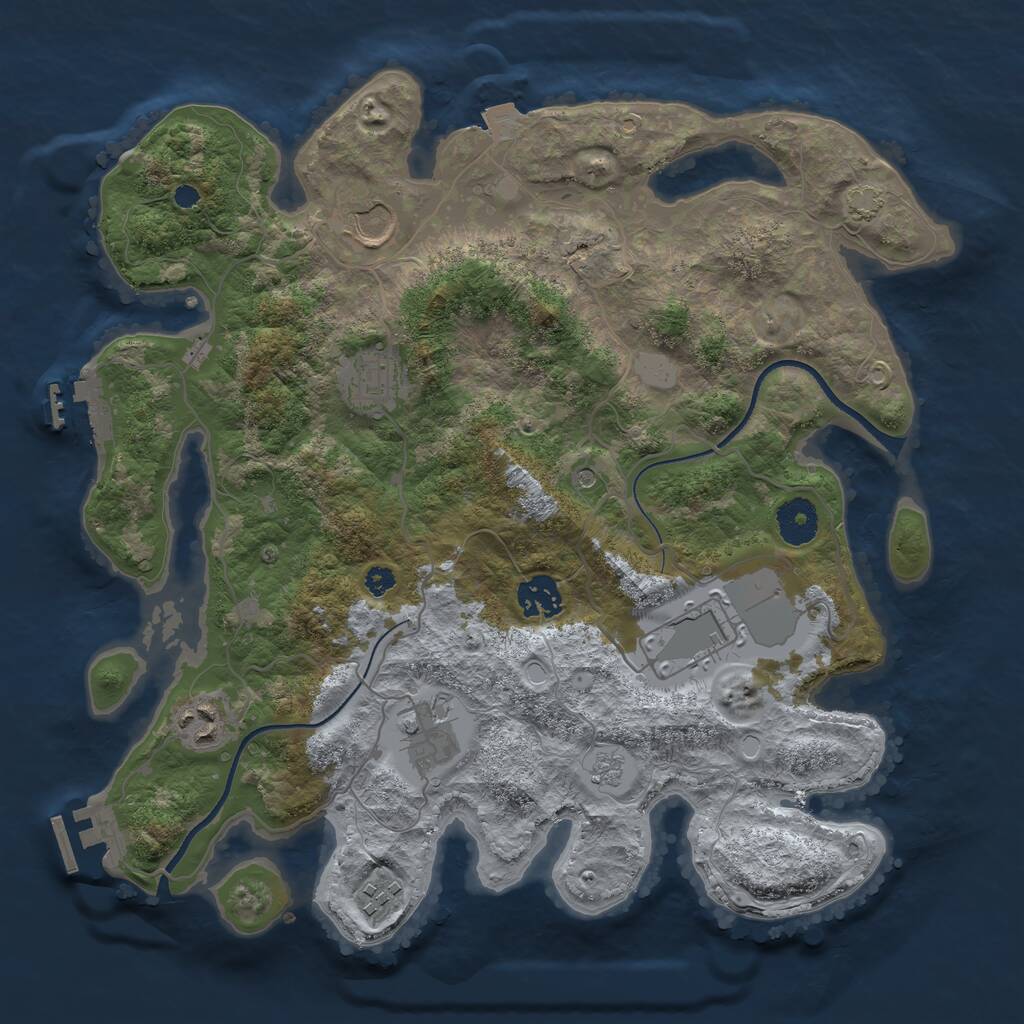 Rust Map: Procedural Map, Size: 3500, Seed: 1430545840, 13 Monuments