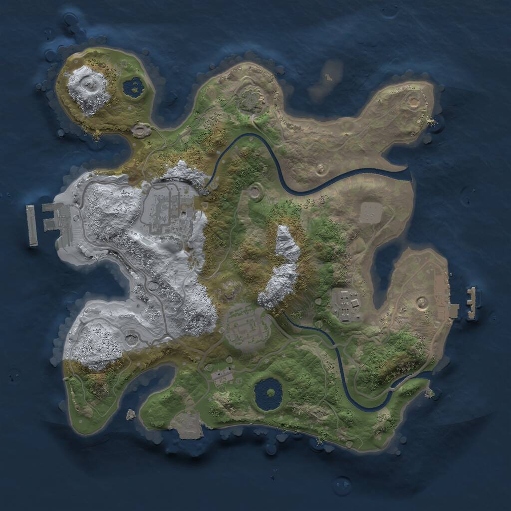 Rust Map: Procedural Map, Size: 2500, Seed: 22092, 8 Monuments