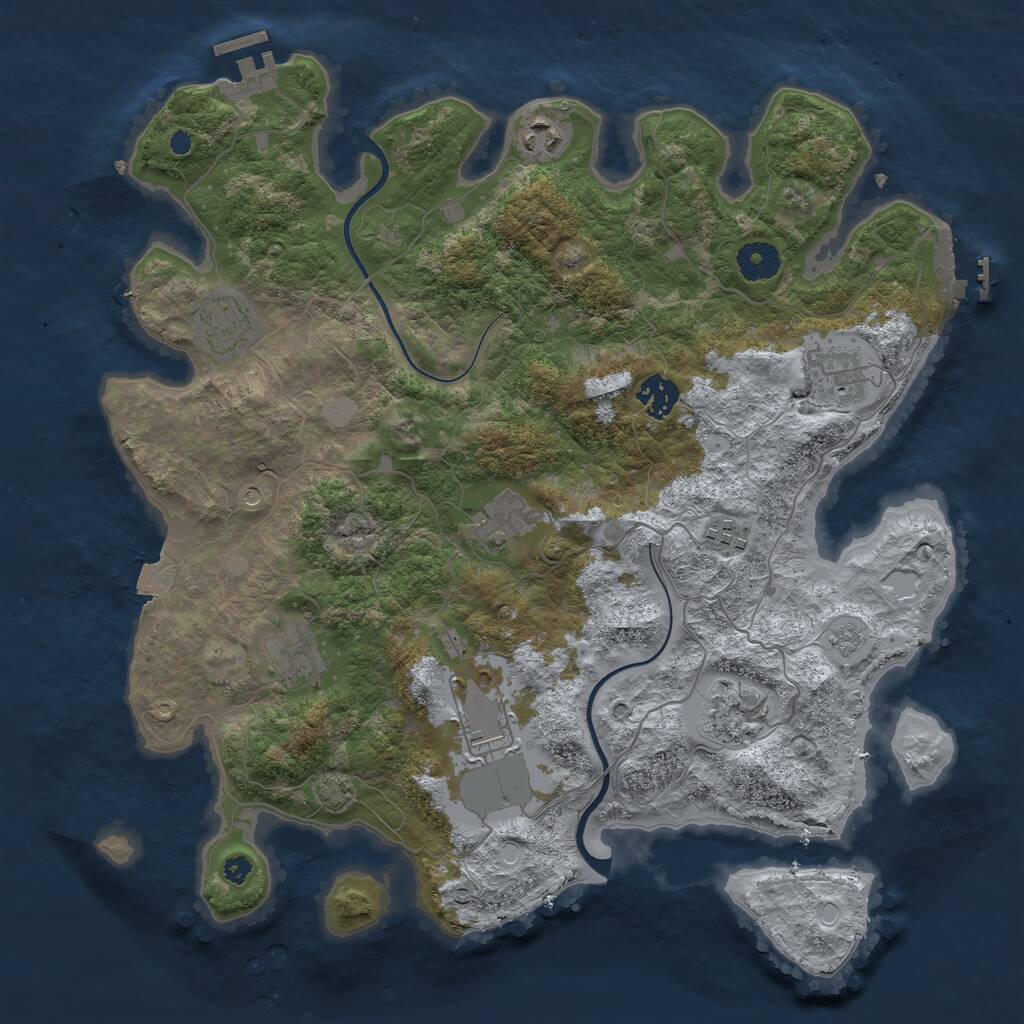 Rust Map: Procedural Map, Size: 3750, Seed: 44, 15 Monuments