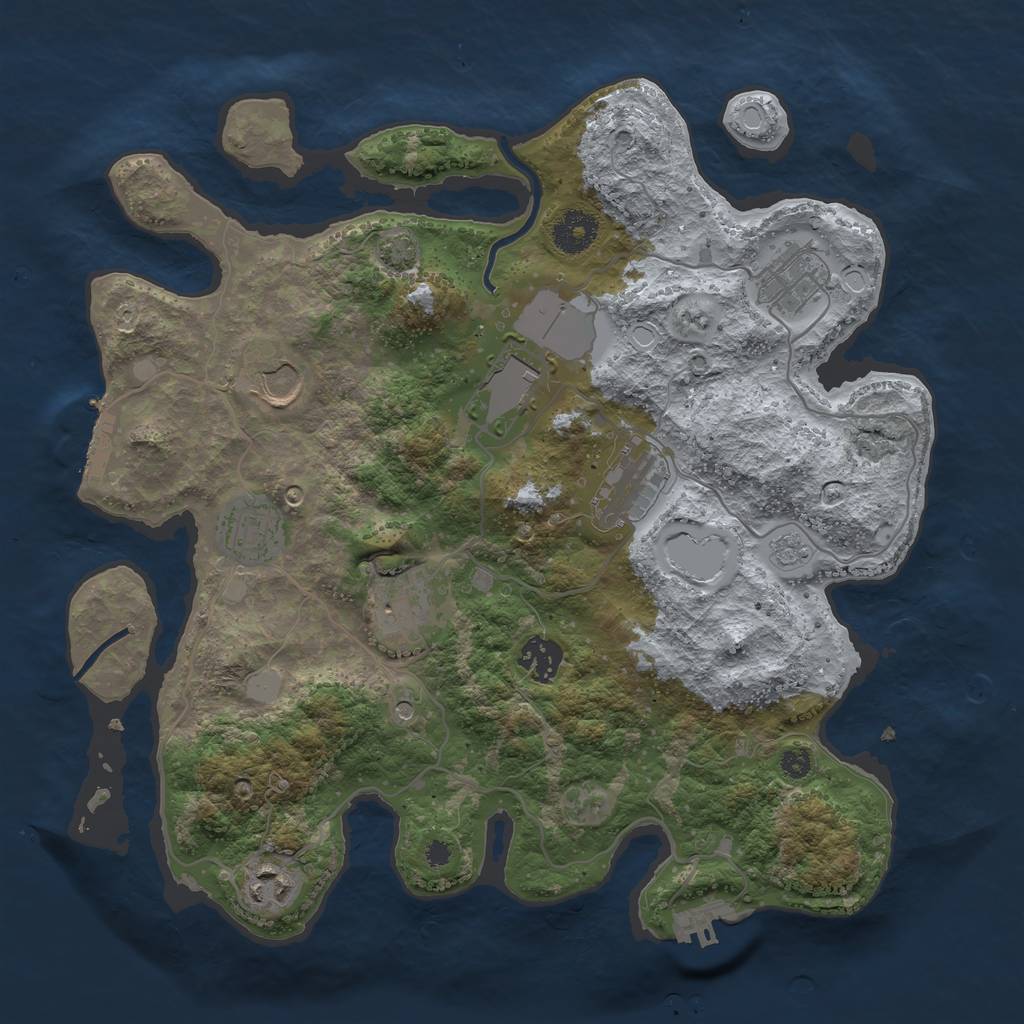 Rust Map: Procedural Map, Size: 3500, Seed: 2123368669, 16 Monuments