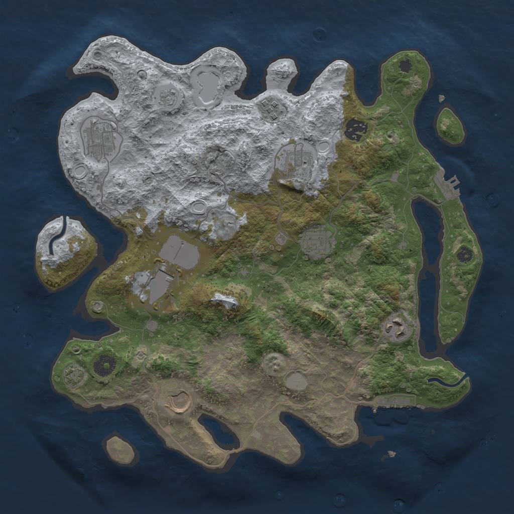 Rust Map: Procedural Map, Size: 3500, Seed: 323652840, 15 Monuments