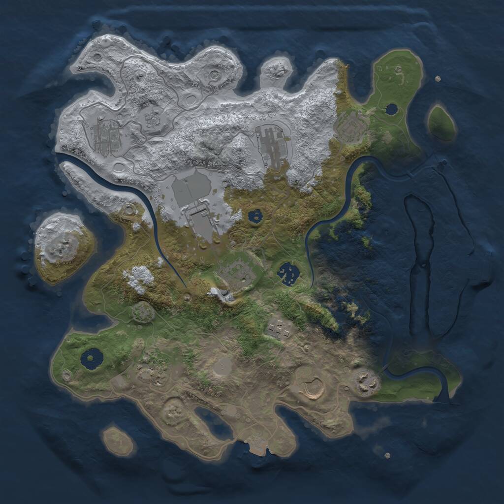 Rust Map: Procedural Map, Size: 3500, Seed: 323652840, 15 Monuments