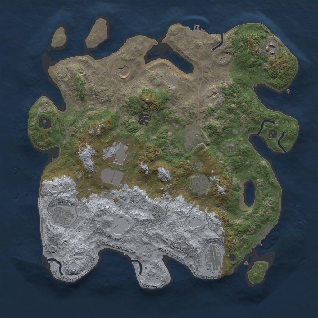 Rust Map: Procedural Map, Size: 3750, Seed: 68511192, 17 Monuments