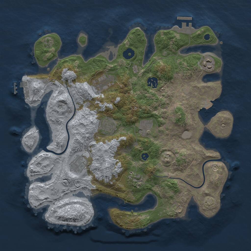 Rust Map: Procedural Map, Size: 3400, Seed: 47732447, 13 Monuments