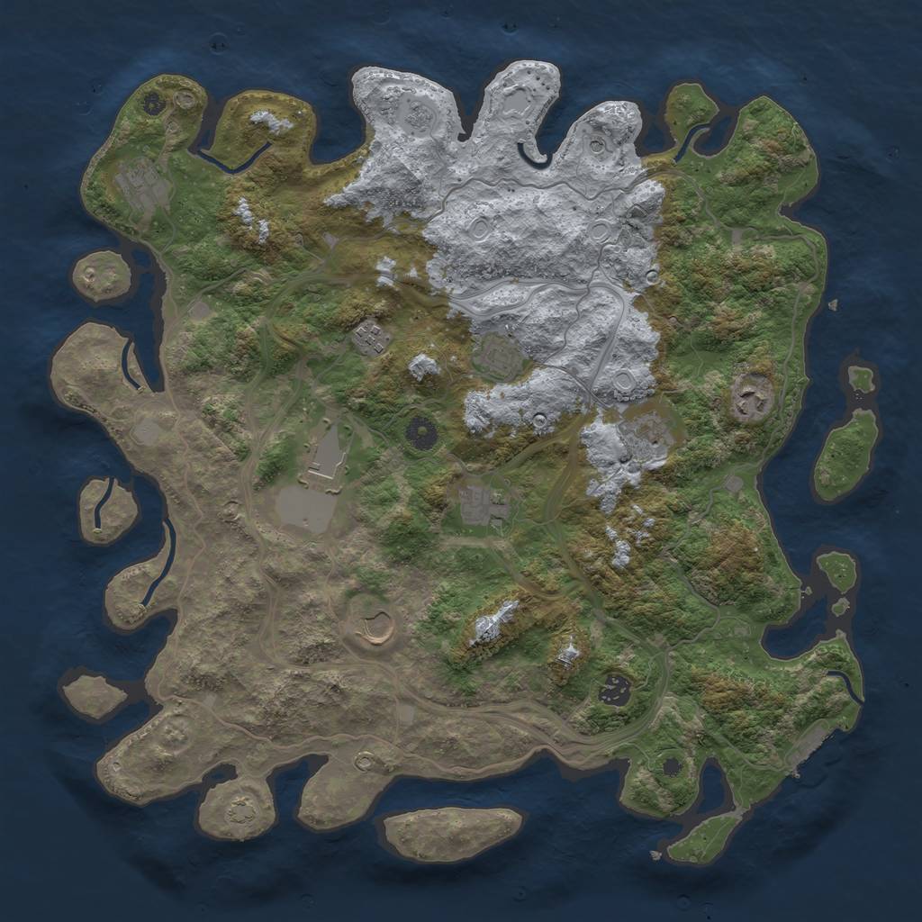 Rust Map: Procedural Map, Size: 4250, Seed: 1879705013, 16 Monuments
