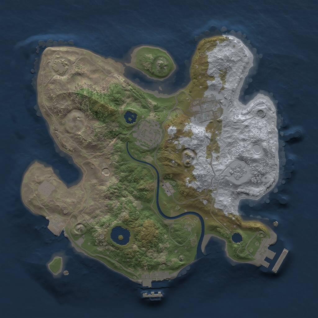 Rust Map: Procedural Map, Size: 2500, Seed: 278124, 8 Monuments