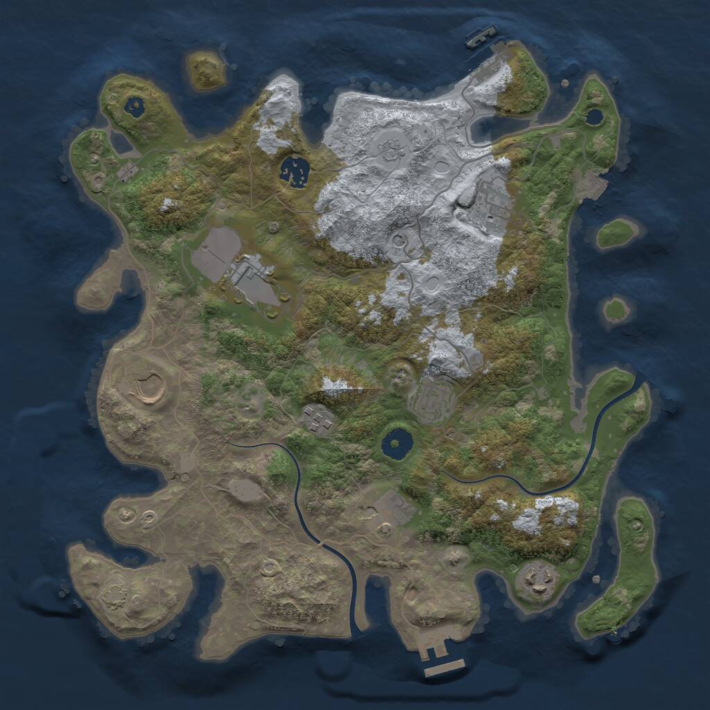 Rust Map: Procedural Map, Size: 3500, Seed: 57404, 14 Monuments