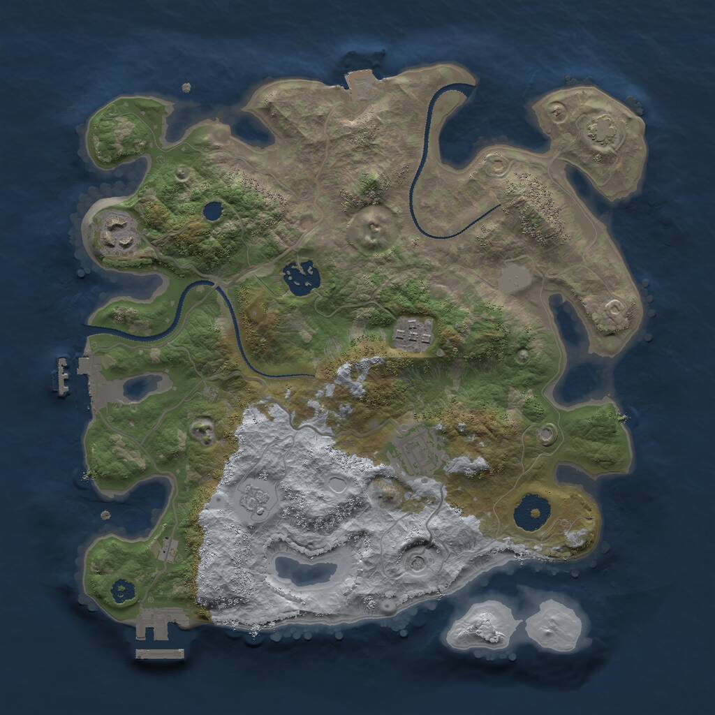 Rust Map: Procedural Map, Size: 3000, Seed: 931, 10 Monuments