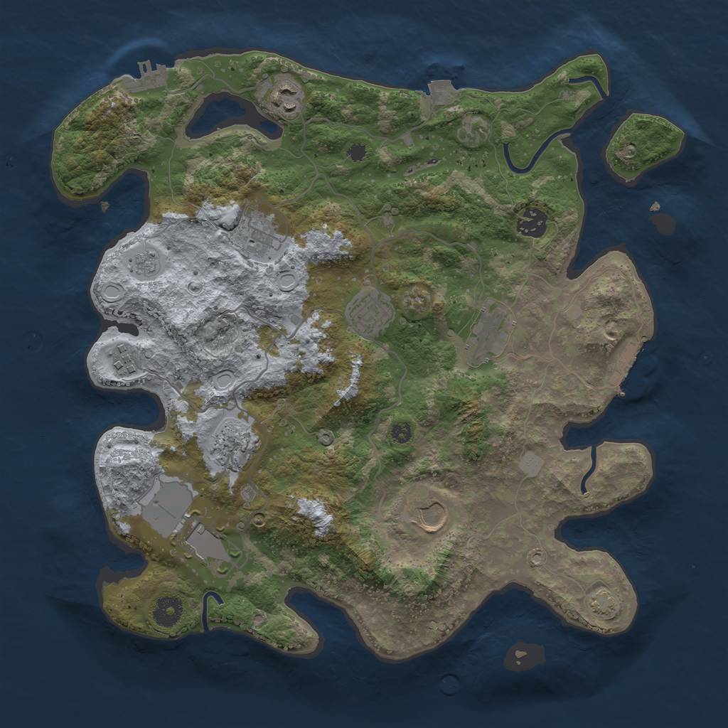 Rust Map: Procedural Map, Size: 3600, Seed: 1919638091, 16 Monuments