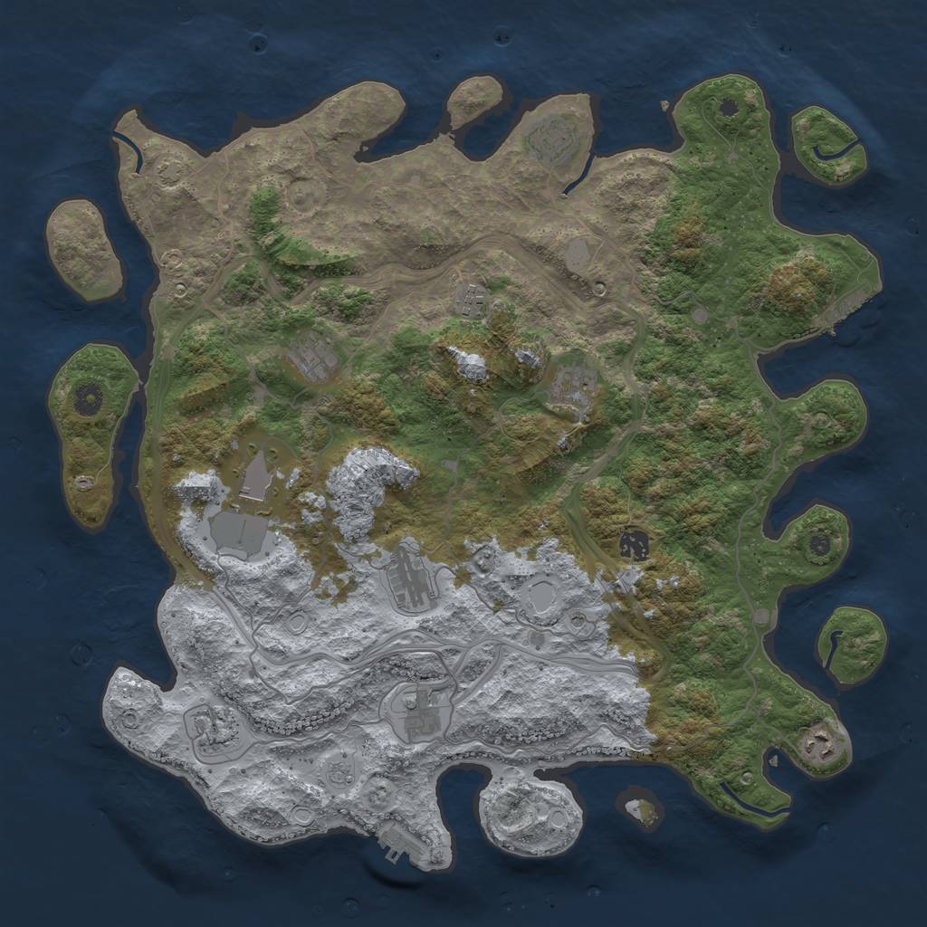 Rust Map: Procedural Map, Size: 4444, Seed: 6738, 18 Monuments