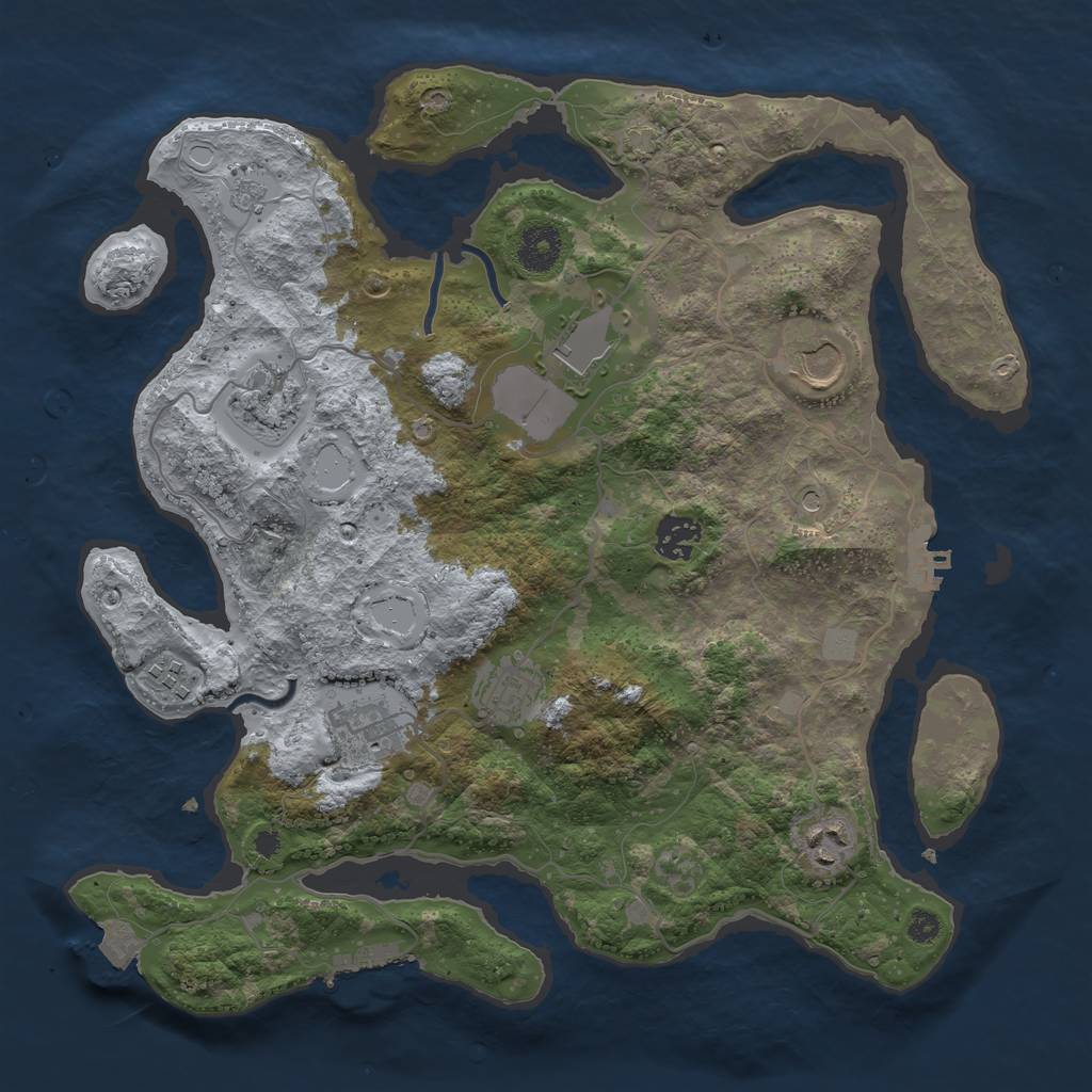 Rust Map: Procedural Map, Size: 3550, Seed: 1441133105, 16 Monuments