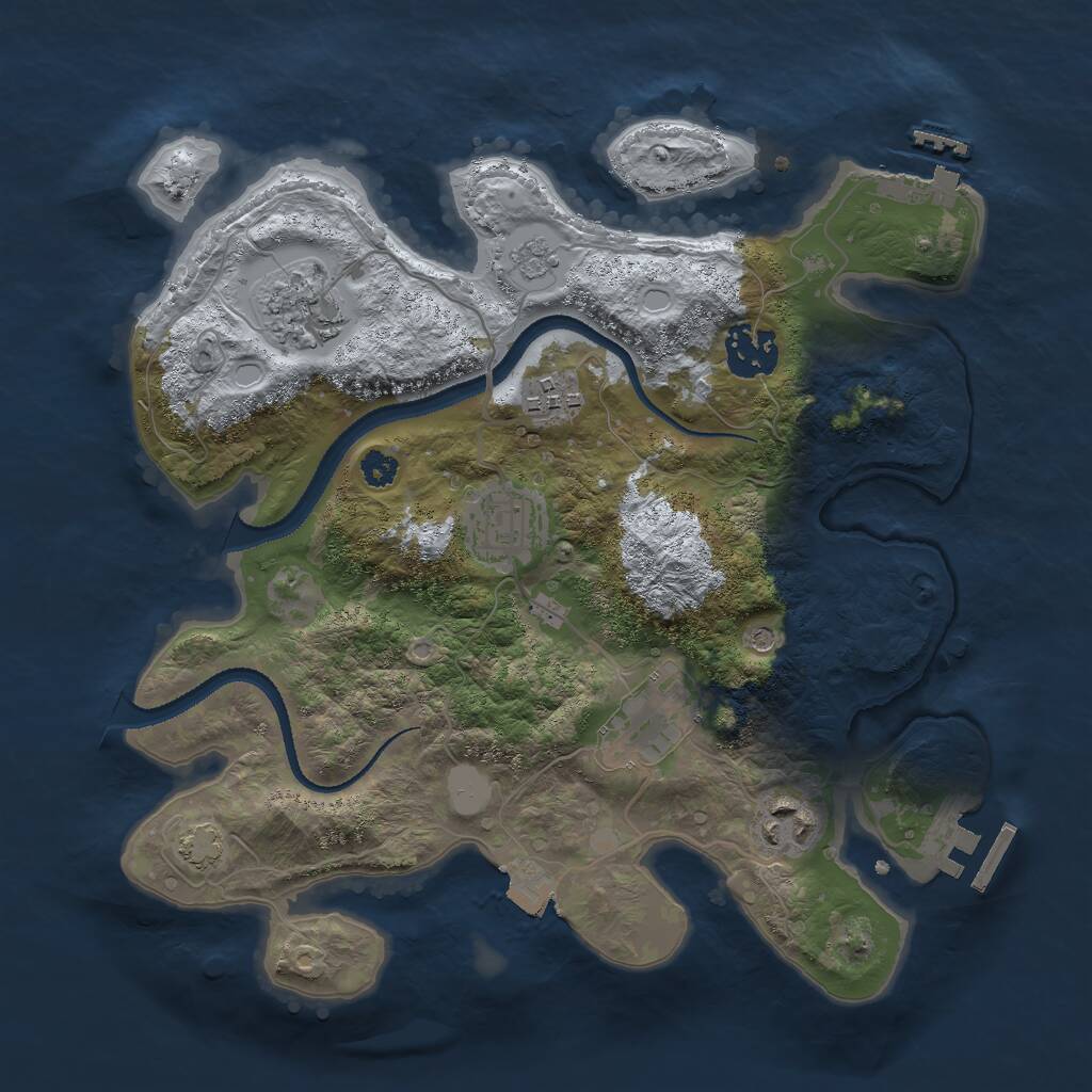Rust Map: Procedural Map, Size: 3000, Seed: 1874674697, 12 Monuments