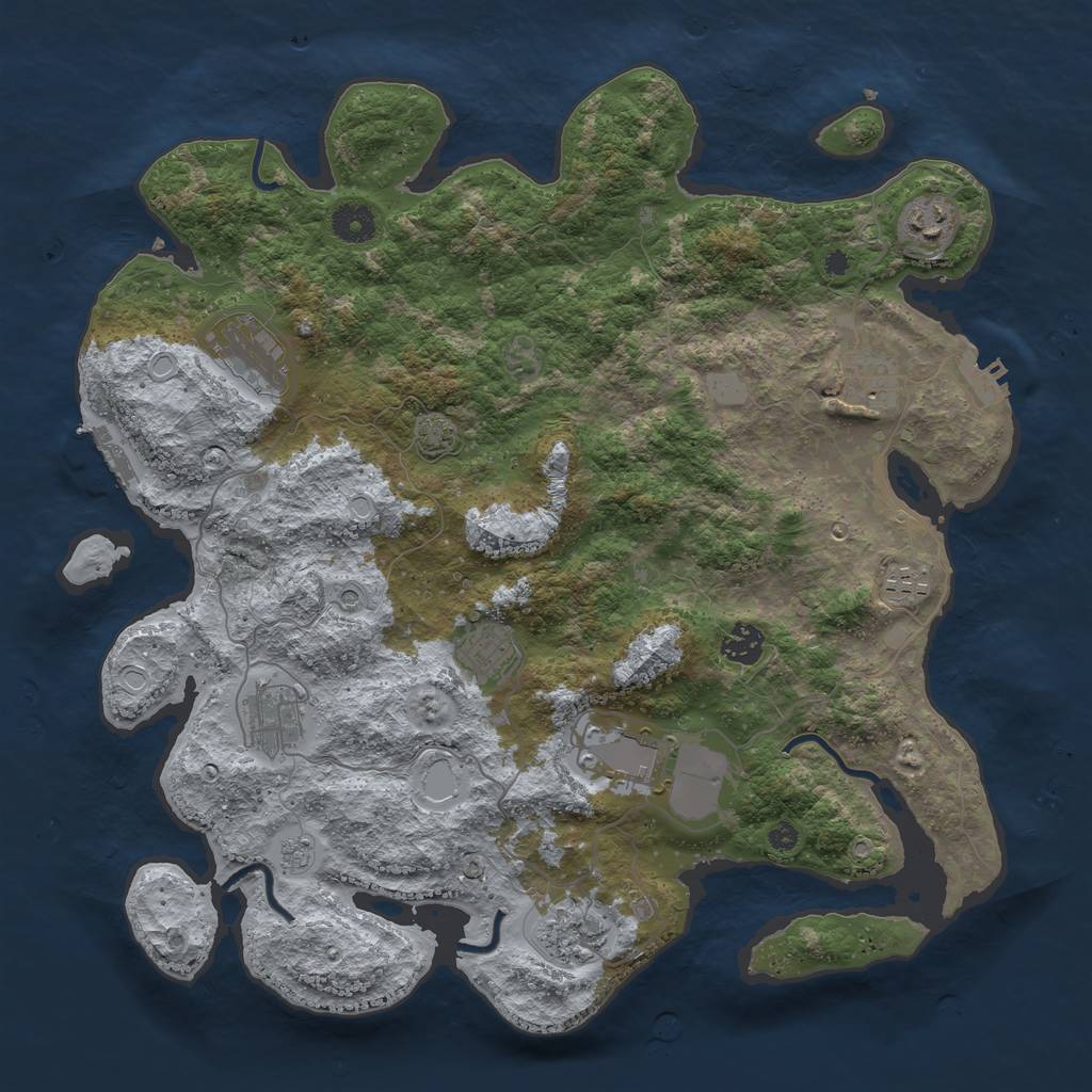 Rust Map: Procedural Map, Size: 3900, Seed: 91529949, 17 Monuments