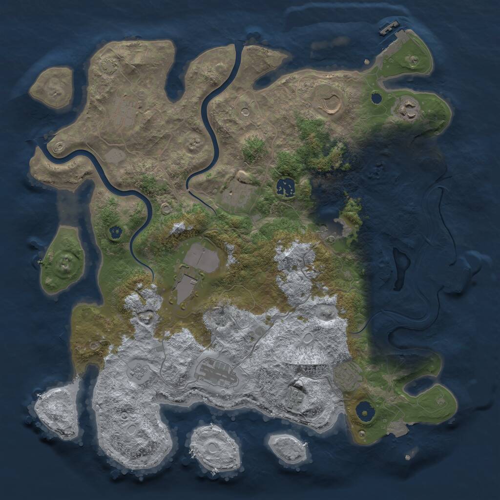 Rust Map: Procedural Map, Size: 3900, Seed: 36710377, 16 Monuments