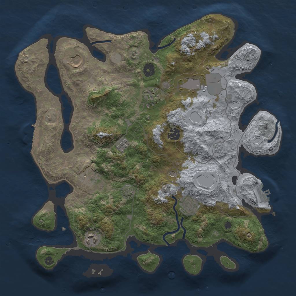 Rust Map: Procedural Map, Size: 3550, Seed: 17399927, 16 Monuments