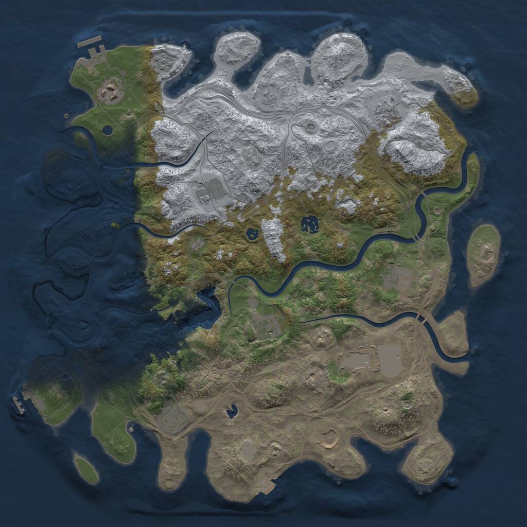 Rust Map: Procedural Map, Size: 4250, Seed: 999999999, 16 Monuments
