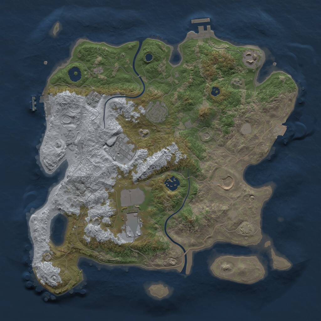 Rust Map: Procedural Map, Size: 3500, Seed: 45882602, 13 Monuments