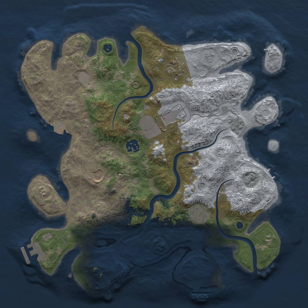 Rust Map: Procedural Map, Size: 3500, Seed: 9762557, 12 Monuments