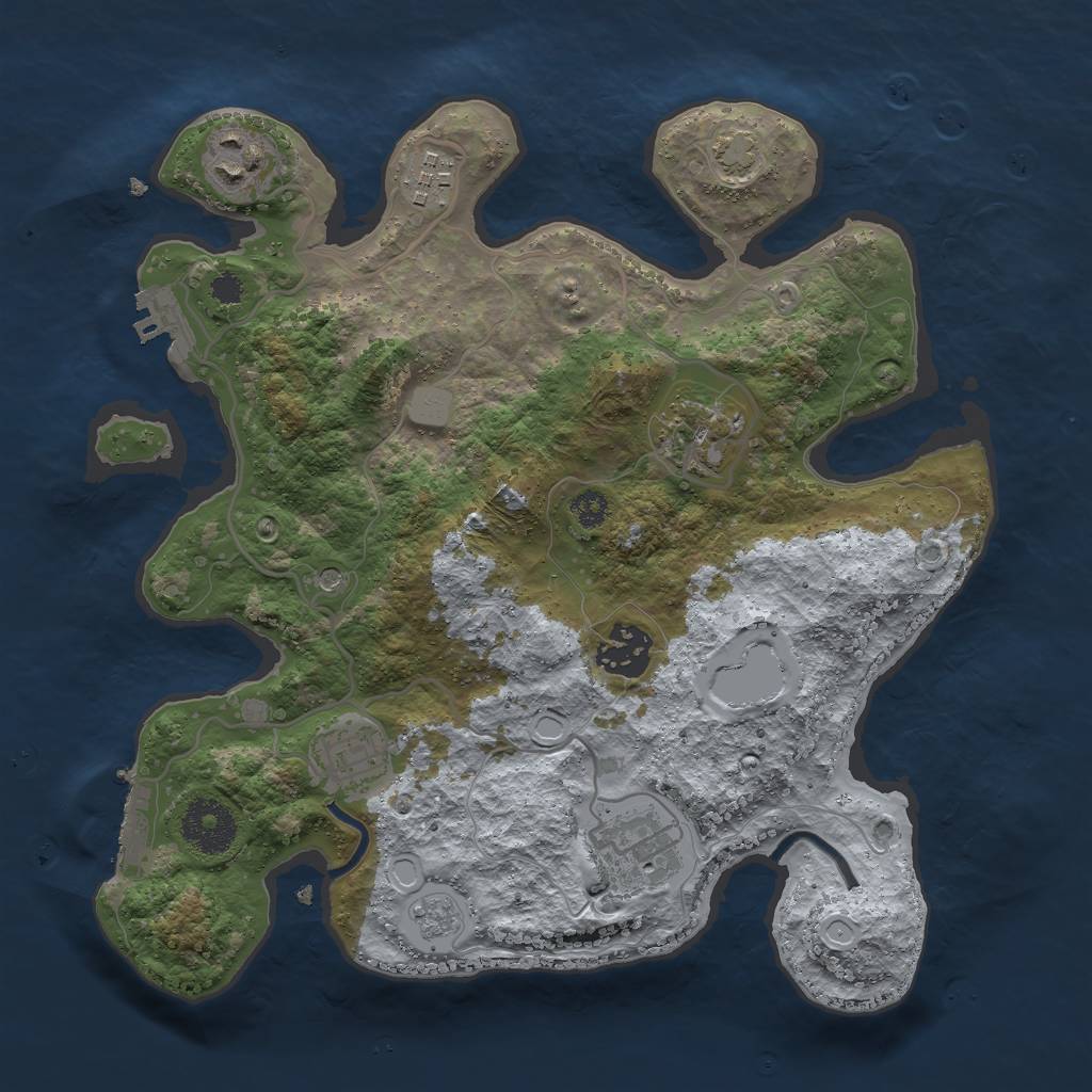 Rust Map: Procedural Map, Size: 3000, Seed: 598338896, 14 Monuments