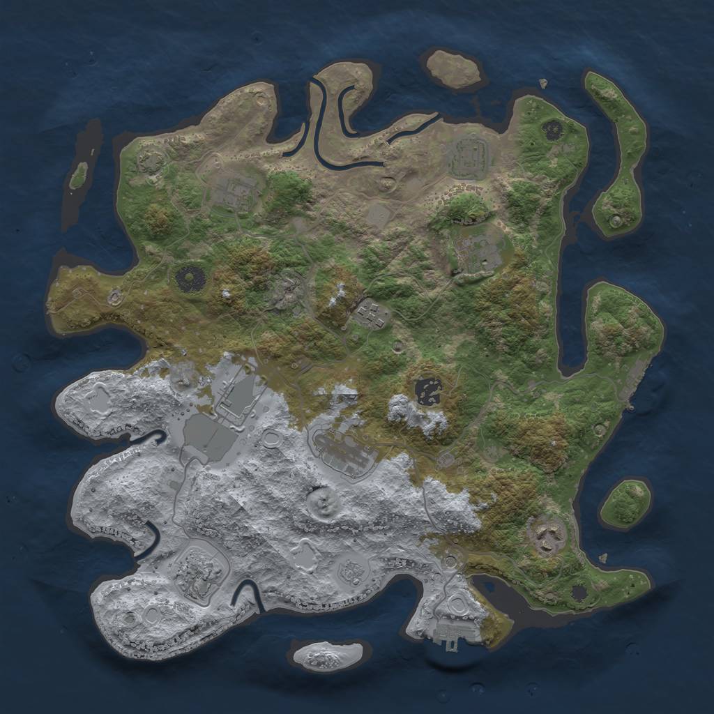 Rust Map: Procedural Map, Size: 3700, Seed: 27183159, 17 Monuments