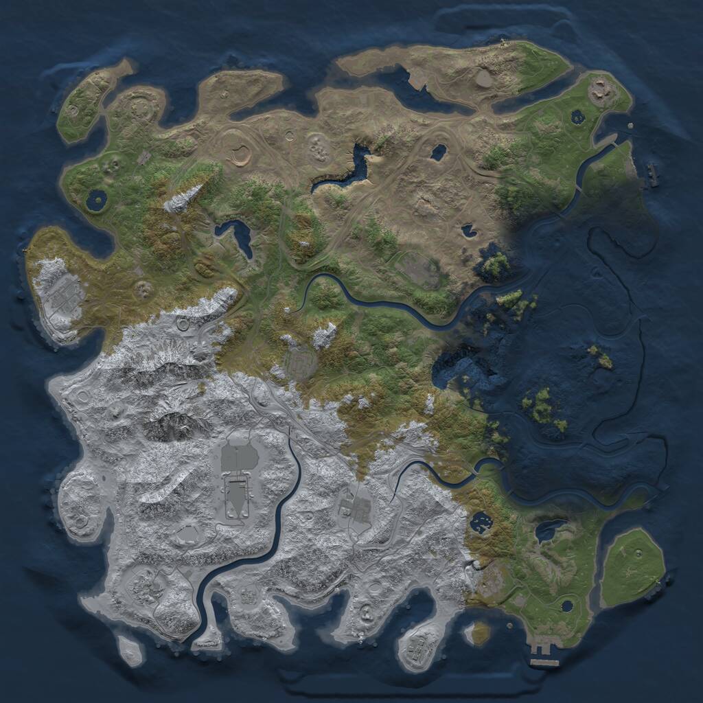 Rust Map: Procedural Map, Size: 5000, Seed: 1965, 17 Monuments