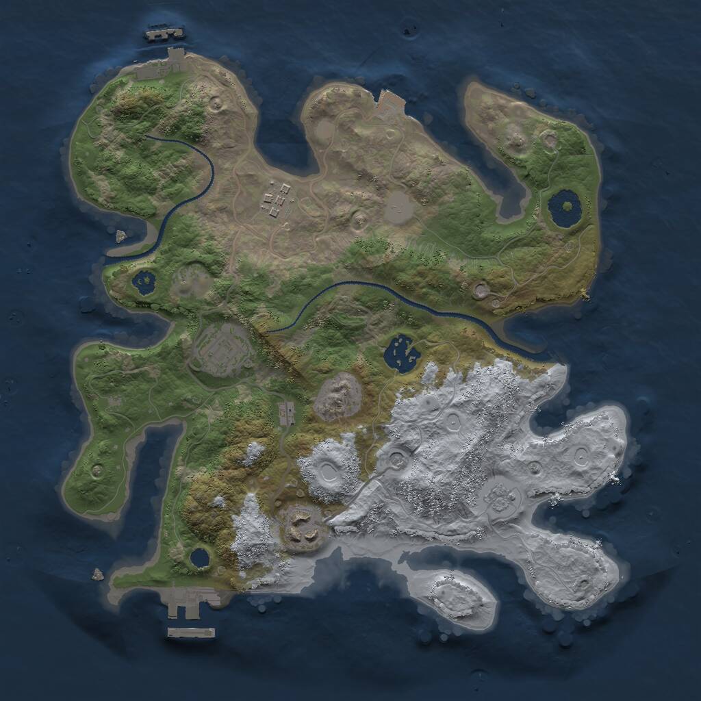 Rust Map: Procedural Map, Size: 3000, Seed: 1431609144, 9 Monuments