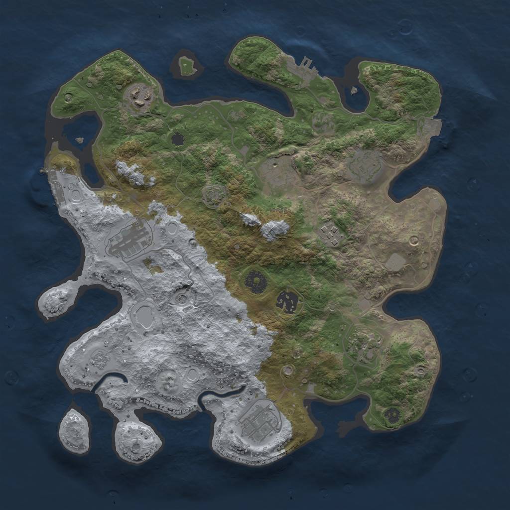 Rust Map: Procedural Map, Size: 3450, Seed: 4023236, 16 Monuments