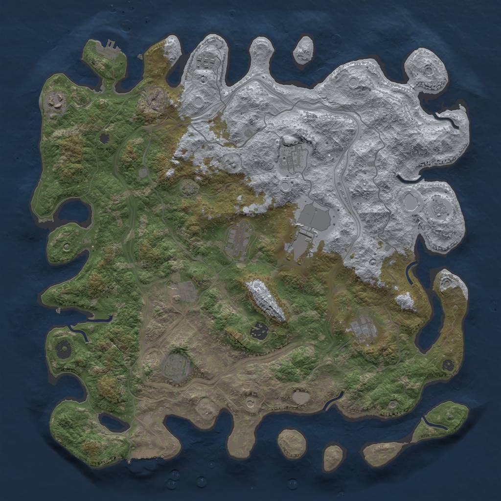Rust Map: Procedural Map, Size: 4300, Seed: 54242291, 17 Monuments