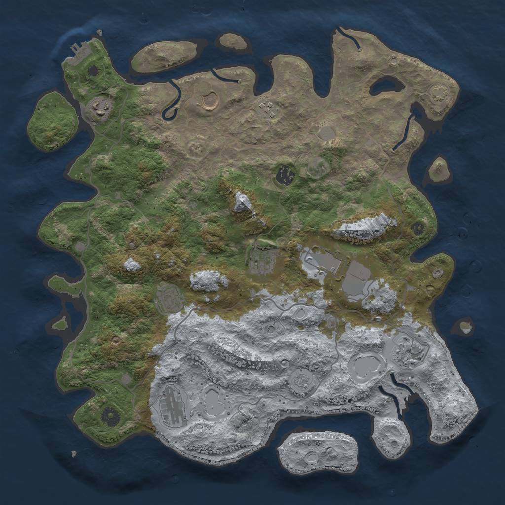 Rust Map: Procedural Map, Size: 4000, Seed: 65990611, 16 Monuments