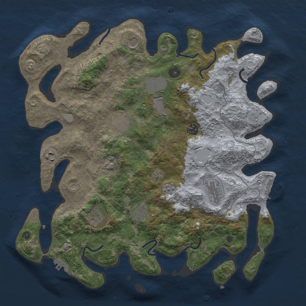 Rust Map: Procedural Map, Size: 4000, Seed: 1052023, 17 Monuments